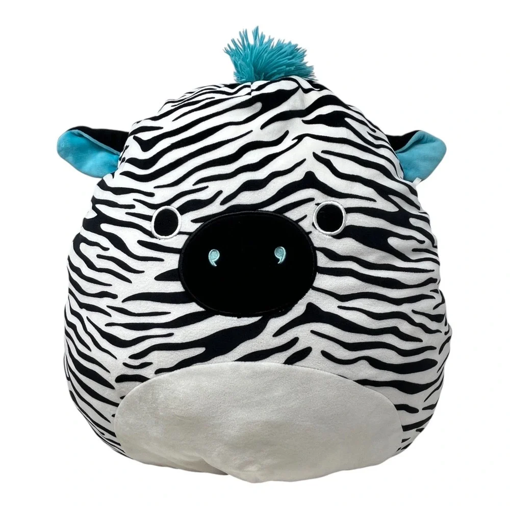 Squishmallows Zeke Zebra Plush Stuffed Animal Aqua Blue Mane Tail 16‎ Inch